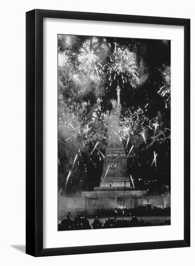 Fireworks at Statue of Liberty-null-Framed Giclee Print