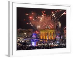 Fireworks at the Brandenburg Gate in Berlin, Germany Commemorating the Fall of the Berlin Wall-null-Framed Photographic Print