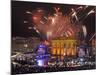 Fireworks at the Brandenburg Gate in Berlin, Germany Commemorating the Fall of the Berlin Wall-null-Mounted Photographic Print