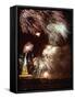 Fireworks Burst Around the Statue of Liberty-null-Framed Stretched Canvas