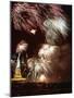 Fireworks Burst Around the Statue of Liberty-null-Mounted Photographic Print