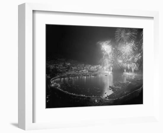 Fireworks Bursting over the Port of Monaco-null-Framed Photographic Print