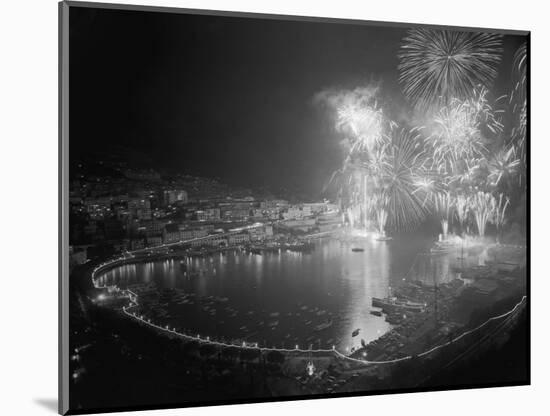 Fireworks Bursting over the Port of Monaco-null-Mounted Photographic Print