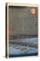 Fireworks by Ryogoku Bridge (One Hundred Famous Views of Ed), 1856-1858-Utagawa Hiroshige-Stretched Canvas