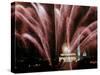 Fireworks Cascade Over the Lincoln Memorial-null-Stretched Canvas