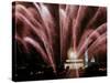 Fireworks Cascade Over the Lincoln Memorial-null-Stretched Canvas