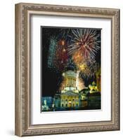 Fireworks Cathedral Berlin-null-Framed Art Print