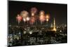 Fireworks Celebrating over Tokyo Cityscape at Night-geargodz-Mounted Photographic Print