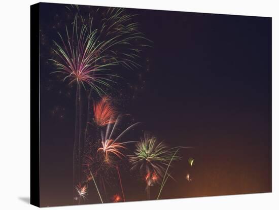 Fireworks Celebrating the 4th of July, Miami, Florida, USA-Angelo Cavalli-Stretched Canvas