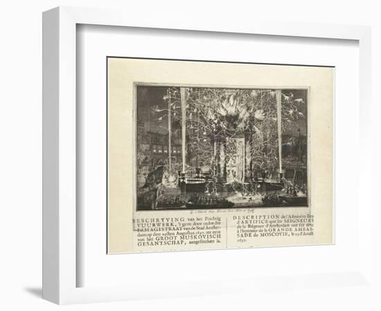 Fireworks Celebrating the Arrival of the Embassy of Muscovy in Amsterdam 1697, 1697-Carel Allard-Framed Giclee Print