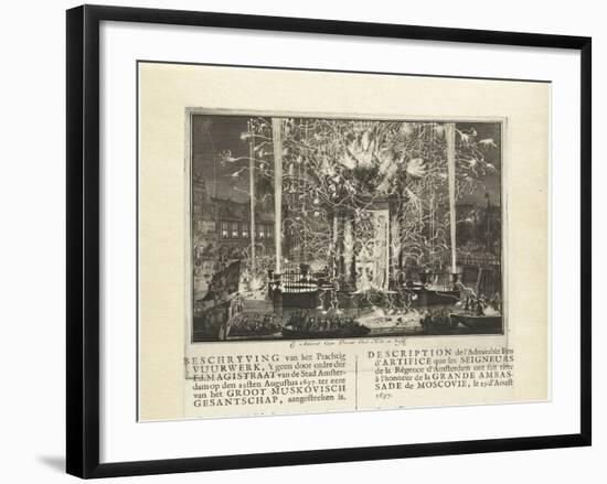 Fireworks Celebrating the Arrival of the Embassy of Muscovy in Amsterdam 1697, 1697-Carel Allard-Framed Giclee Print