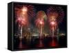 Fireworks Display at Night on Freedom Festival at Detroit (In Michigan-null-Framed Stretched Canvas