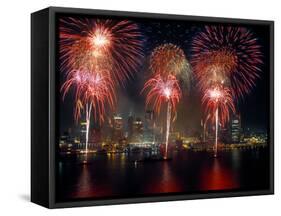 Fireworks Display at Night on Freedom Festival at Detroit (In Michigan-null-Framed Stretched Canvas