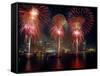 Fireworks Display at Night on Freedom Festival at Detroit (In Michigan-null-Framed Stretched Canvas