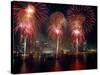 Fireworks Display at Night on Freedom Festival at Detroit (In Michigan-null-Stretched Canvas