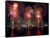 Fireworks Display at Night on Freedom Festival at Detroit (In Michigan-null-Framed Stretched Canvas