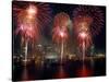 Fireworks Display at Night on Freedom Festival at Detroit (In Michigan-null-Stretched Canvas