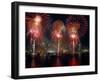 Fireworks Display at Night on Freedom Festival at Detroit (In Michigan-null-Framed Photographic Print