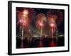 Fireworks Display at Night on Freedom Festival at Detroit (In Michigan-null-Framed Photographic Print