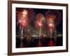 Fireworks Display at Night on Freedom Festival at Detroit (In Michigan-null-Framed Photographic Print