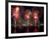 Fireworks Display at Night on Freedom Festival at Detroit (In Michigan-null-Framed Photographic Print