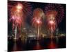 Fireworks Display at Night on Freedom Festival at Detroit (In Michigan-null-Mounted Photographic Print
