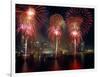 Fireworks Display at Night on Freedom Festival at Detroit (In Michigan-null-Framed Photographic Print