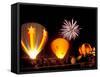 Fireworks During Night Glow Event, 30th Annual Walla Walla Hot Air Balloon Stampede, Washington-Brent Bergherm-Framed Stretched Canvas