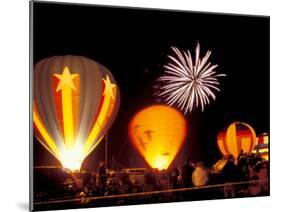 Fireworks During Night Glow Event, 30th Annual Walla Walla Hot Air Balloon Stampede, Washington-Brent Bergherm-Mounted Premium Photographic Print