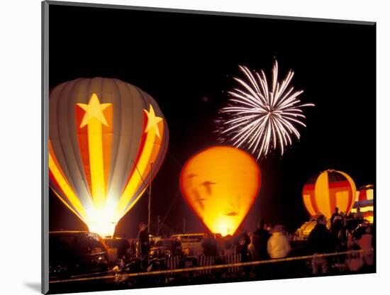 Fireworks During Night Glow Event, 30th Annual Walla Walla Hot Air Balloon Stampede, Washington-Brent Bergherm-Mounted Photographic Print