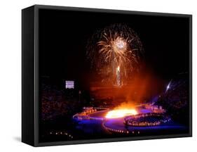 Fireworks Erupt During the Opening Ceremonies of the 2002 Winter Olympics in Salt Lake City-null-Framed Stretched Canvas