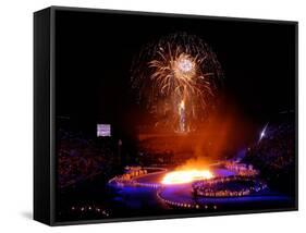 Fireworks Erupt During the Opening Ceremonies of the 2002 Winter Olympics in Salt Lake City-null-Framed Stretched Canvas