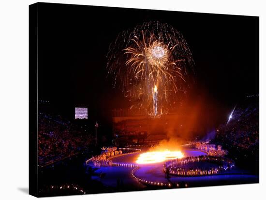 Fireworks Erupt During the Opening Ceremonies of the 2002 Winter Olympics in Salt Lake City-null-Stretched Canvas