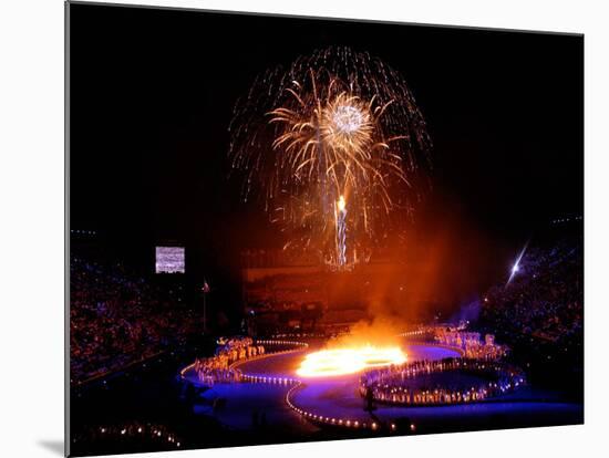 Fireworks Erupt During the Opening Ceremonies of the 2002 Winter Olympics in Salt Lake City-null-Mounted Photographic Print