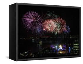 Fireworks Explode after the Cauldron Was Lit at the Vancouver 2010 Olympics-null-Framed Stretched Canvas