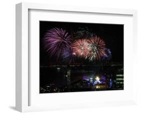 Fireworks Explode after the Cauldron Was Lit at the Vancouver 2010 Olympics-null-Framed Photographic Print