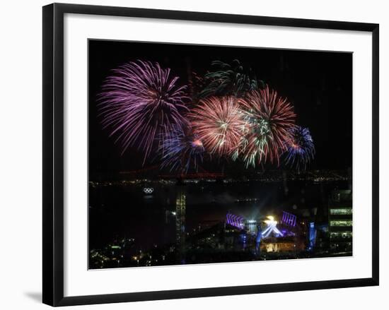 Fireworks Explode after the Cauldron Was Lit at the Vancouver 2010 Olympics-null-Framed Photographic Print