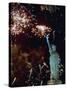 Fireworks Explode Around the Statue of Liberty-null-Stretched Canvas