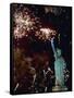 Fireworks Explode Around the Statue of Liberty-null-Framed Stretched Canvas