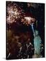 Fireworks Explode Around the Statue of Liberty-null-Stretched Canvas