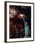 Fireworks Explode Around the Statue of Liberty-null-Framed Premium Photographic Print