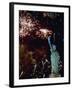 Fireworks Explode Around the Statue of Liberty-null-Framed Premium Photographic Print