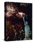 Fireworks Explode Around the Statue of Liberty-null-Stretched Canvas