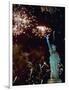 Fireworks Explode Around the Statue of Liberty-null-Framed Photographic Print