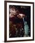 Fireworks Explode Around the Statue of Liberty-null-Framed Photographic Print