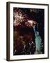 Fireworks Explode Around the Statue of Liberty-null-Framed Photographic Print