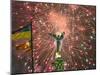 Fireworks Explode Behind the Independence Column, after a Huge Opposition Rally in Kiev-null-Mounted Photographic Print