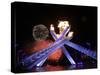 Fireworks Explode Behind the Olympic Flame at Opening Ceremony of Vancouver 2010 Winter Games-null-Stretched Canvas
