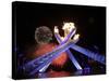 Fireworks Explode Behind the Olympic Flame at Opening Ceremony of Vancouver 2010 Winter Games-null-Stretched Canvas