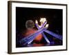 Fireworks Explode Behind the Olympic Flame at Opening Ceremony of Vancouver 2010 Winter Games-null-Framed Photographic Print